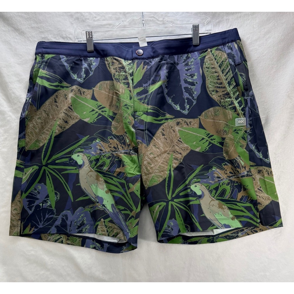 Rhone Barrier Swim Shorts XXL Tropical‎ Floral Green Blue 6" Inseam Retail $104